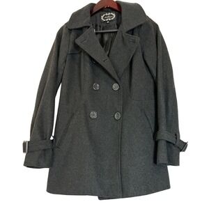 Ambiance Charcoal‎ Wool Blend Peacoat Women's M Double Breasted Classic Jacket